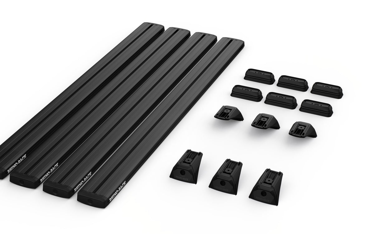 Rhino-Rack kit contents — RDB165 + RX300H-2 + RCP58H-BK